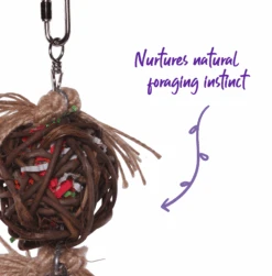 Hanging Wicker Ball With Bell -Kazoo Store 14587 Kazoo HangingWickerBallWBell D2