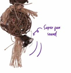 2 Piece Stacked Wicker Ball With Bell -Kazoo Store 14595 Kazoo TwinStackedWickerBallWBell D