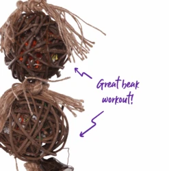 2 Piece Stacked Wicker Ball With Bell -Kazoo Store 14595 Kazoo TwinStackedWickerBallWBell D2