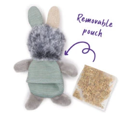 Grumpy Rabbit With Catnip & Silvervine Cat Toy -Kazoo Store Kazoo 14016 GrumpyRabbitw Catnip Back 15x9x2.5 Back D