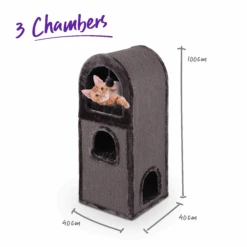 3 Chambers Cat Den - Charcoal -Kazoo Store Kazoo 15491 3ChamberDen Charcoal D
