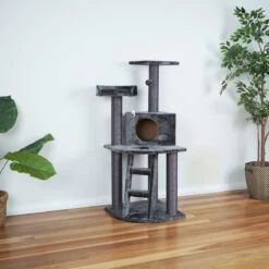 Corner 3 Level Cat Playground - Charcoal -Kazoo Store Kazoo 15492 Corner3LevelPlayground Grey LS 1