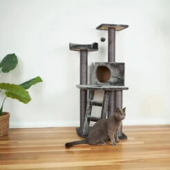 Corner 3 Level Cat Playground - Charcoal -Kazoo Store Kazoo 15492 Corner3LevelPlayground Grey LS 9