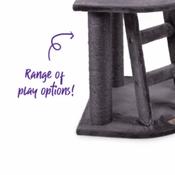 Corner 3 Level Cat Playground - Charcoal -Kazoo Store Kazoo 15493 Corner3LevelPlayground Charcoal Cream D2