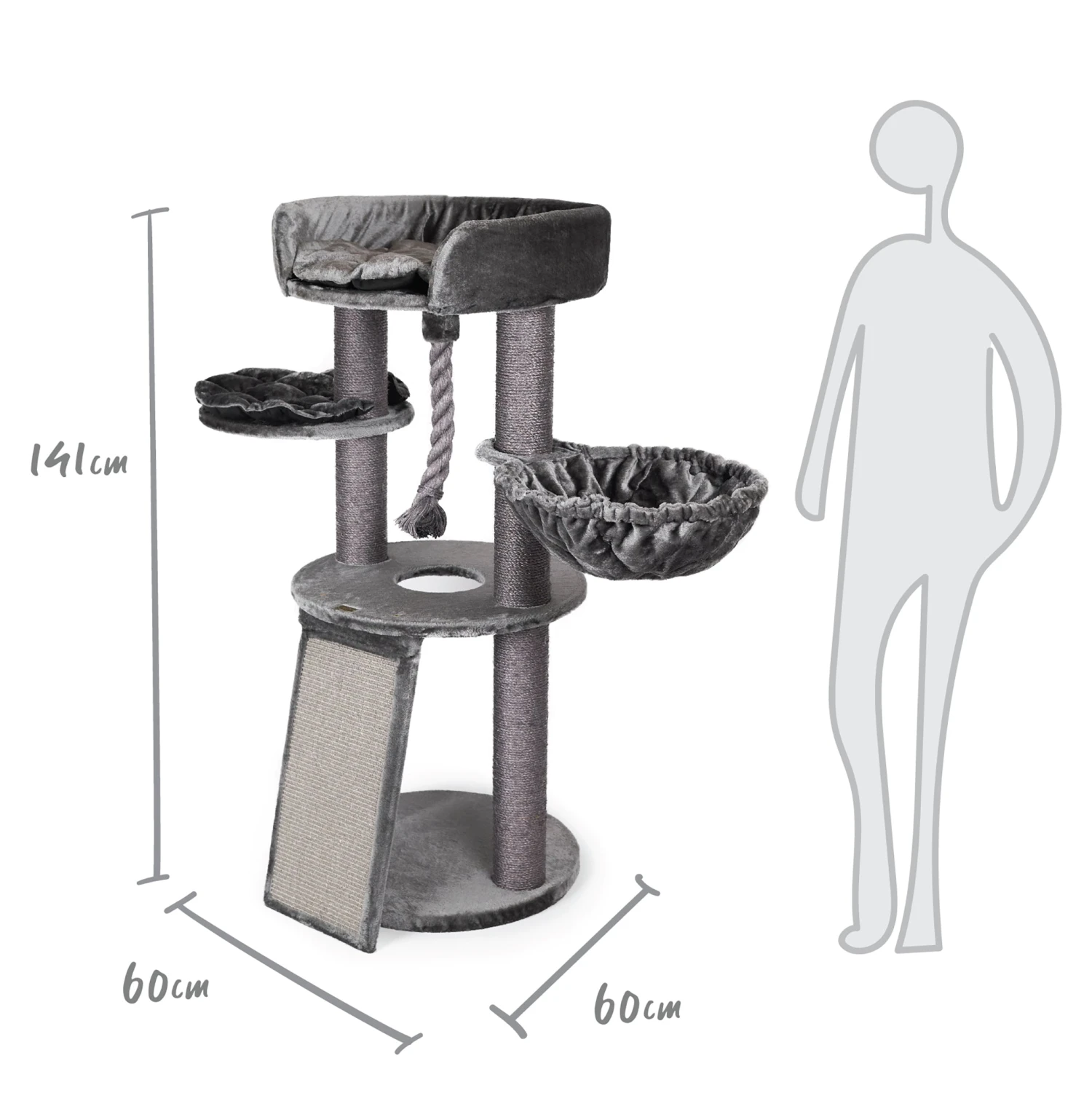 Kitty Scratch & Sleep Post - Charcoal 15 Kitty Scratch & Sleep Post - Charcoal - Image 13