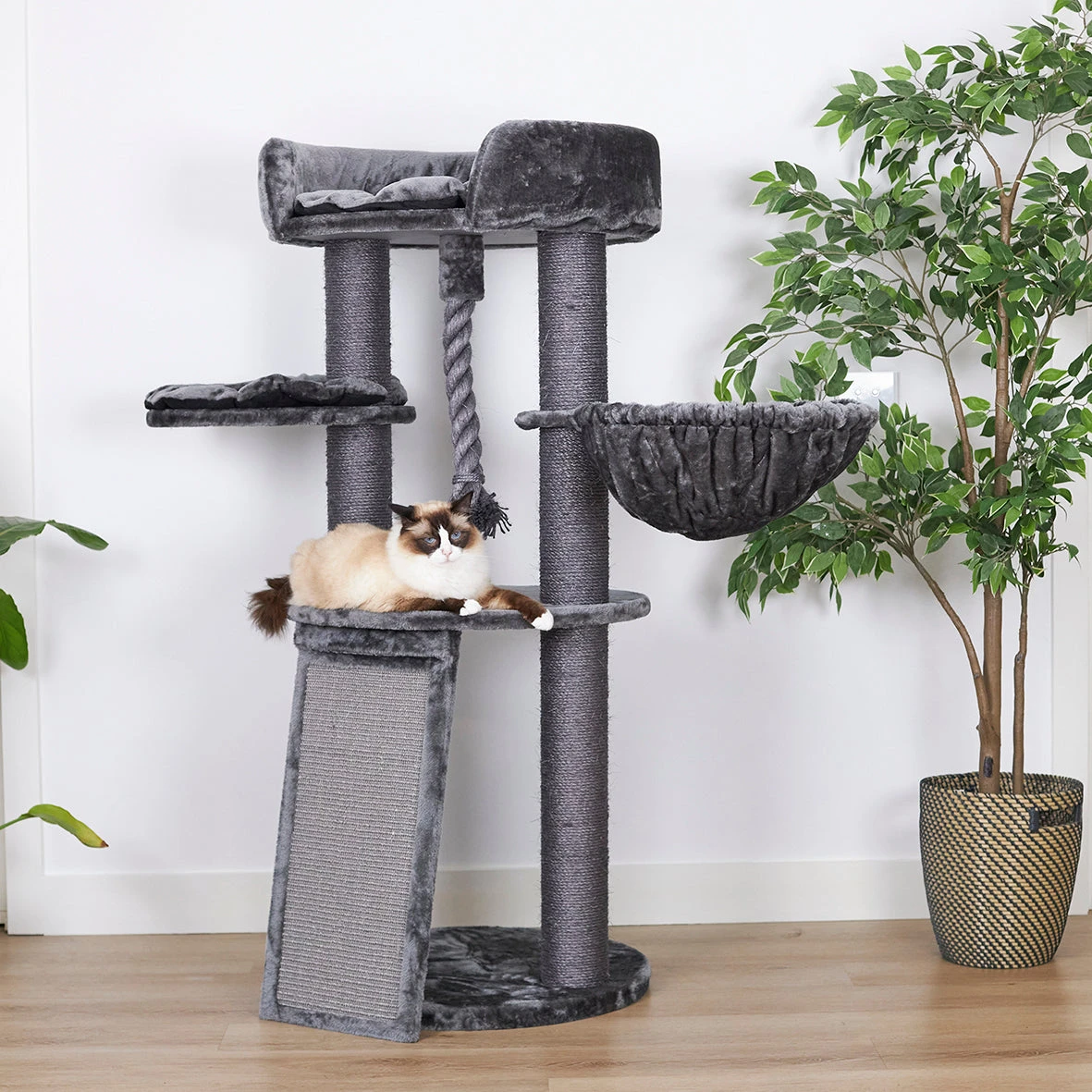 Kitty Scratch & Sleep Post - Charcoal 11 Kitty Scratch & Sleep Post - Charcoal - Image 9