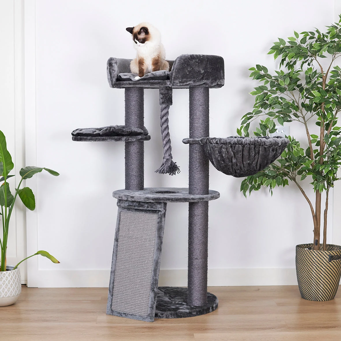 Kitty Scratch & Sleep Post - Charcoal 4 Kitty Scratch & Sleep Post - Charcoal - Image 2