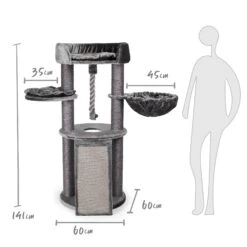 Kitty Scratch & Sleep Post - Charcoal 27 Kitty Scratch & Sleep Post - Charcoal -Kazoo Store Kazoo 15574 Sctach Sleep Charcoal