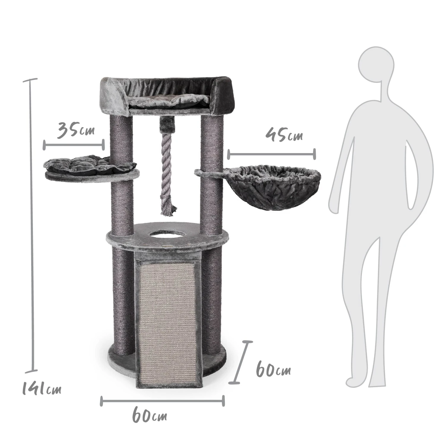Kitty Scratch & Sleep Post - Charcoal 14 Kitty Scratch & Sleep Post - Charcoal - Image 12