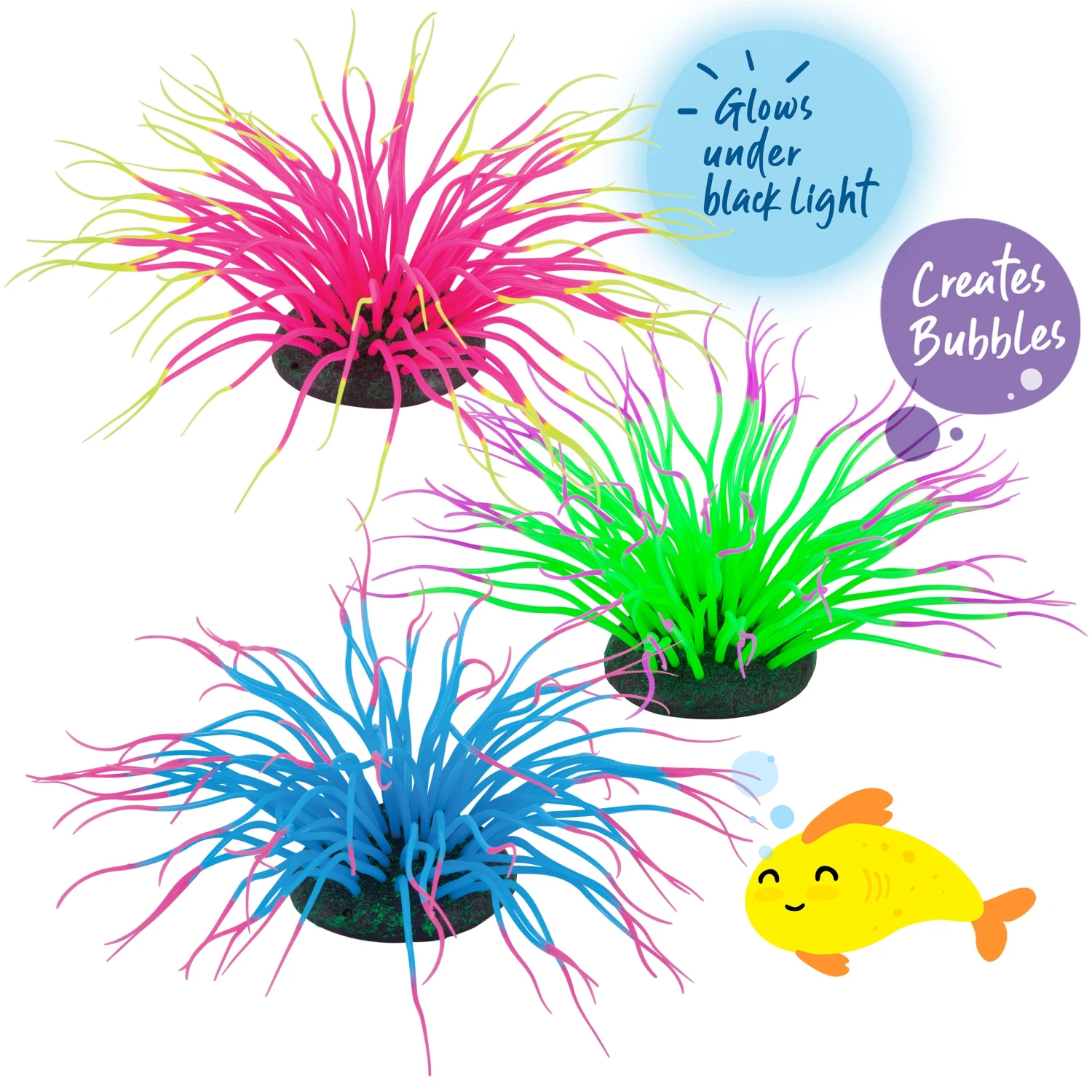 Bubbling Silicone Sea Anemone Fish Tank Ornament 3 Bubbling Silicone Sea Anemone Fish Tank Ornament