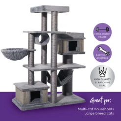 Hide & Climb Cat Tree - Grey -Kazoo Store Kazoo 15598 Hide ClimbCatTree 64